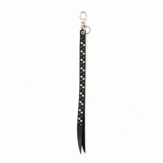 CALEE Round & Pyramid studs leather key ring - FLOATER