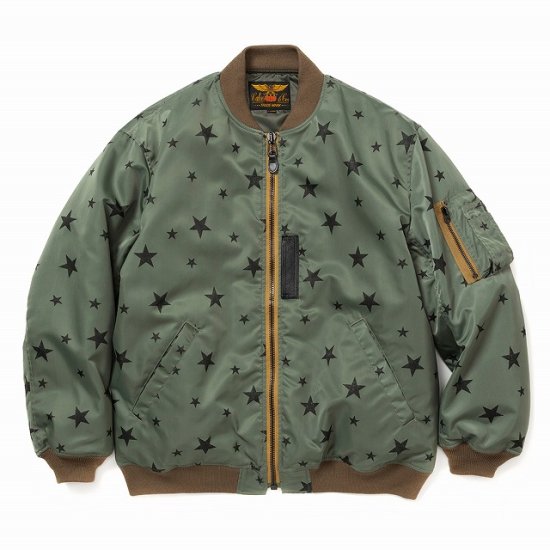 CALEE Allover star pattern MA-1 type flight jacket - FLOATER
