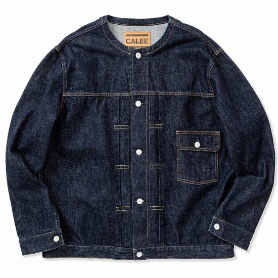 <img class='new_mark_img1' src='https://img.shop-pro.jp/img/new/icons50.gif' style='border:none;display:inline;margin:0px;padding:0px;width:auto;' />CALEE 1st type no collar denim jacket -one wash-