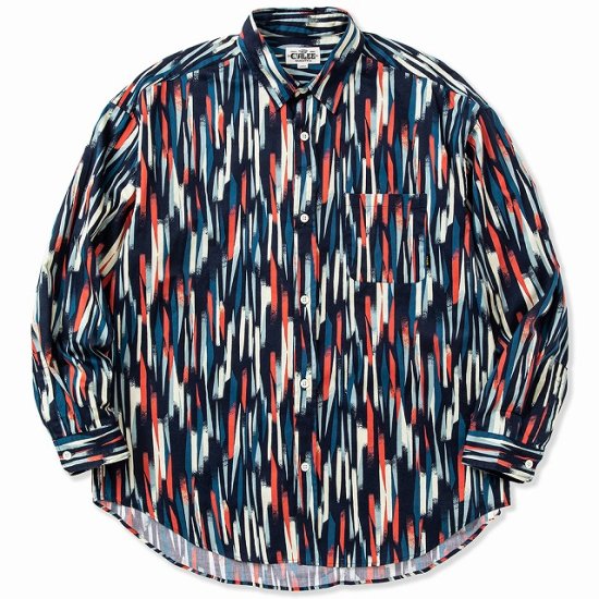 CALEE Brush handle pattern over silhouette L/S shirt - FLOATER