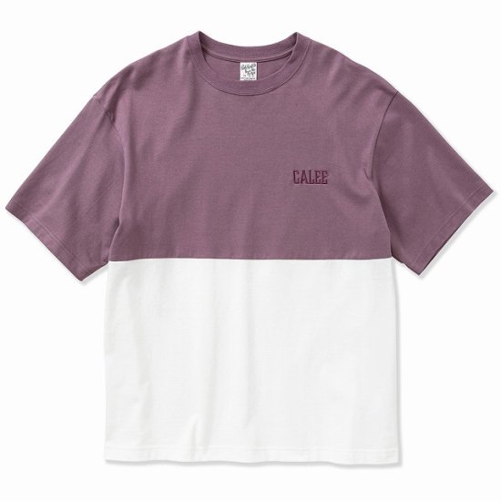 CALEE Drop shoulder logo embroidery t-shirt Contrast - FLOATER