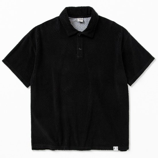 CALEE CALEE Checker pile jacquard wide silhouette polo shirt - FLOATER