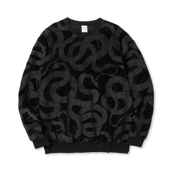 <img class='new_mark_img1' src='https://img.shop-pro.jp/img/new/icons50.gif' style='border:none;display:inline;margin:0px;padding:0px;width:auto;' />CALEE ALLOVER SNAKE PATTERN VELOUR CREW NECK SH