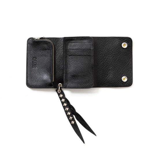 CALEE PLANE LEATHER FLAP HALF WALLET STUDS CHARM - FLOATER