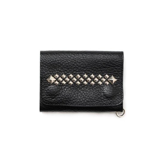 CALEE STUDS LEATHER FLAP HALF WALLET - FLOATER