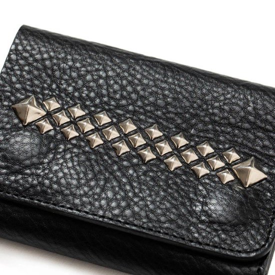 CALEE STUDS LEATHER FLAP HALF WALLET - FLOATER