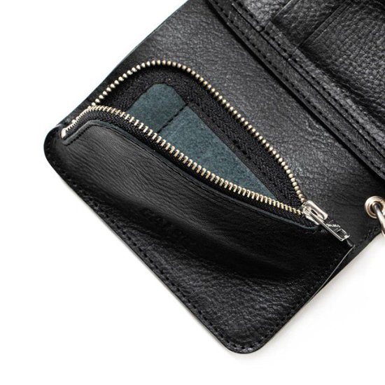 CALEE STUDS LEATHER FLAP HALF WALLET - FLOATER