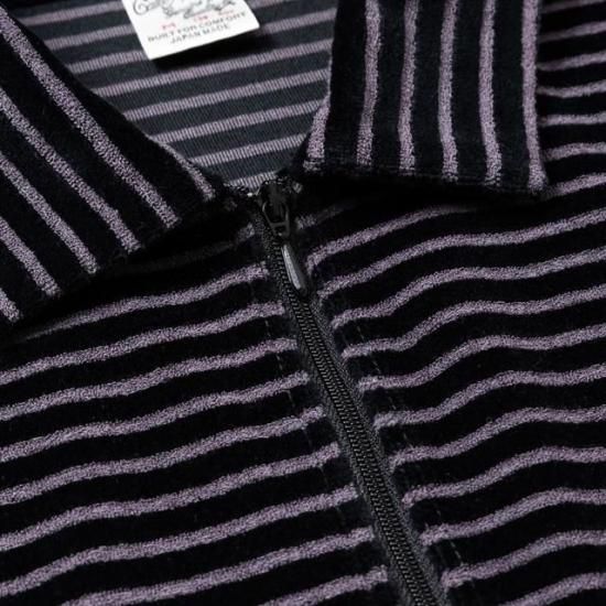 CALEE BORDER VELOUR PILE ZIP POLO - FLOATER
