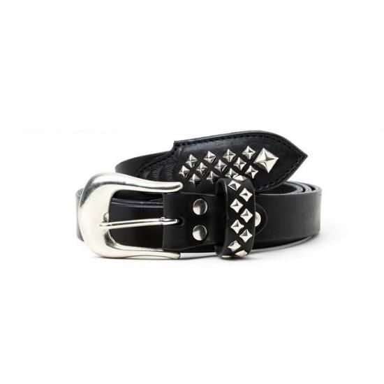 CALEE - SILVER STAR CONCHO LEATHER KEY RING (BLACK