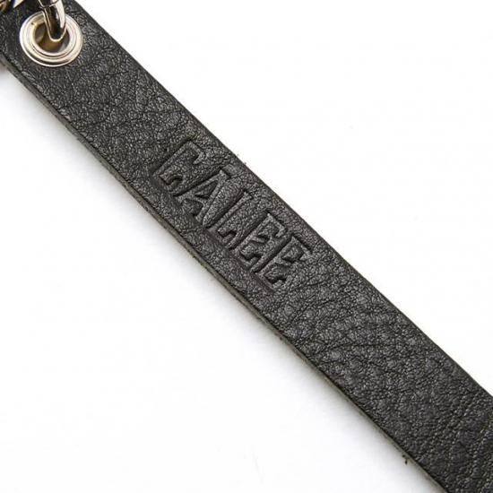 CALEE/Round&Pyramid studs leather key