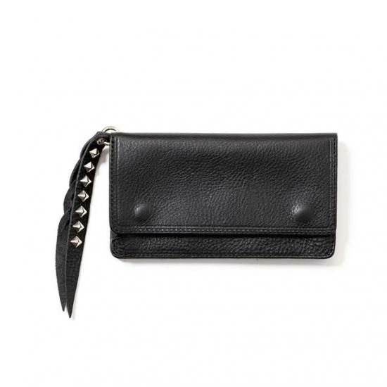 CALEE PLANE LEATHER LONG WALLET STUDS CHARM - FLOATER