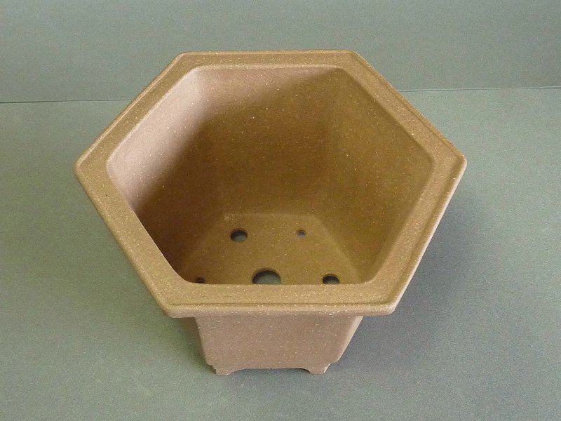 三峰9号六角鉢(茶) - 盆栽鉢と常滑焼の店 MARUTATU【まるたつ】