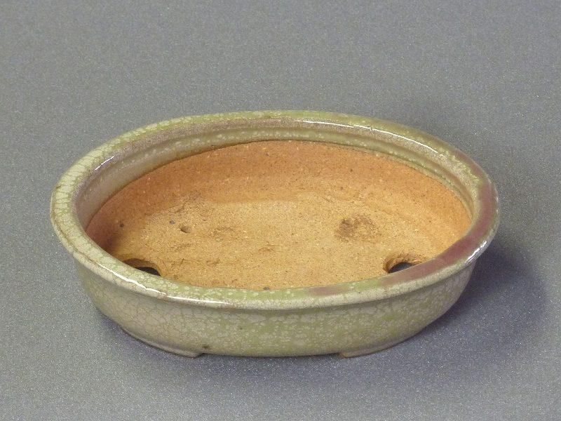 白釉たわみ楕円鉢 白釉たわみ楕円鉢