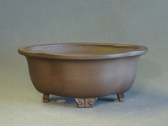 W310壱興6.5号紫泥外縁木瓜式鉢（196） - 盆栽鉢と常滑焼の店 MARUTATU 