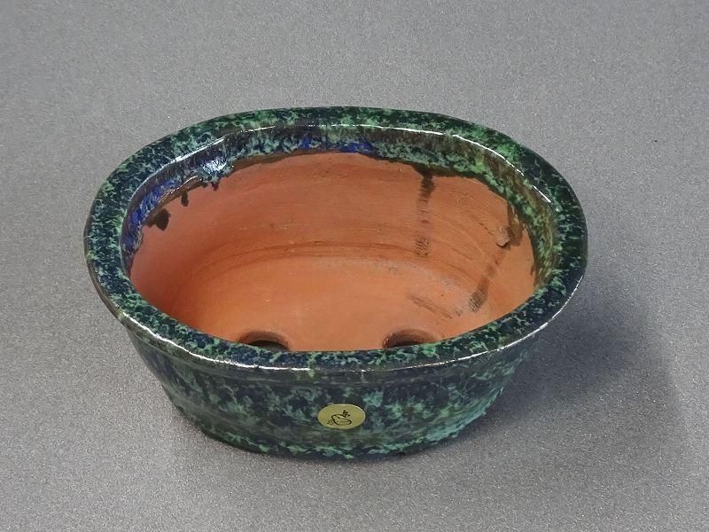 特大　桜陶　落款　緑釉　楕円　盆栽鉢 特大 桜陶 落款 緑釉 楕円 盆栽鉢 000000014093_MeRAceu.jpg