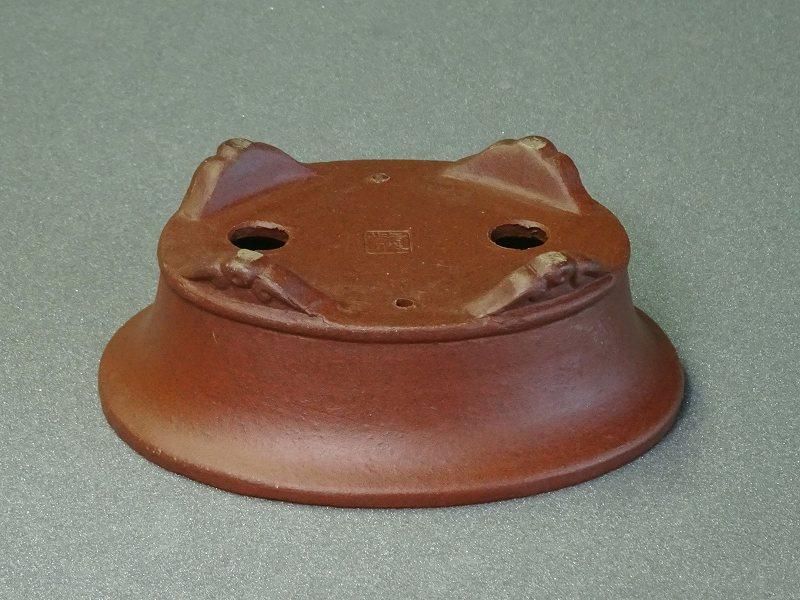 C362柴勝4号紫泥外縁下紐楕円鉢 - 盆栽鉢と常滑焼の店 MARUTATU【まる