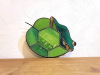 カエルステンドグラス　「葉の上の蛙」　トレイ