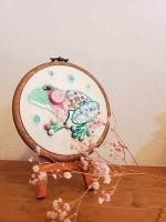 花束カエルの紫陽花verの刺繍フレーム
