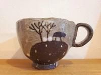 家からお散歩犬のマグカップ