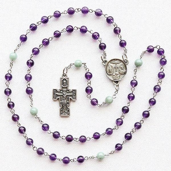 アメシスト ビルマ翡翠 4wayメダイのロザリオ - ロザリオ専門店