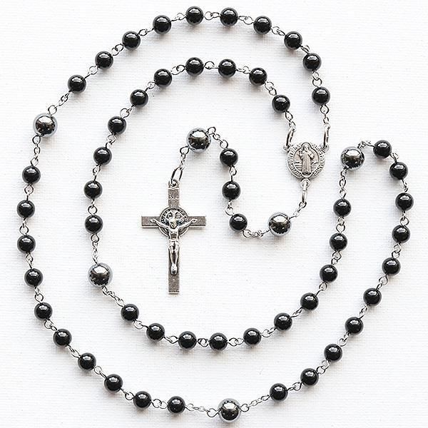 オニキス ヘマタイト 聖ベネディクトのロザリオ - ロザリオ専門店