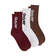 <font size=5>ONLY NY</font><br> 3-Pack Core Logo Socks <br> Brown/Maroon/White <br>