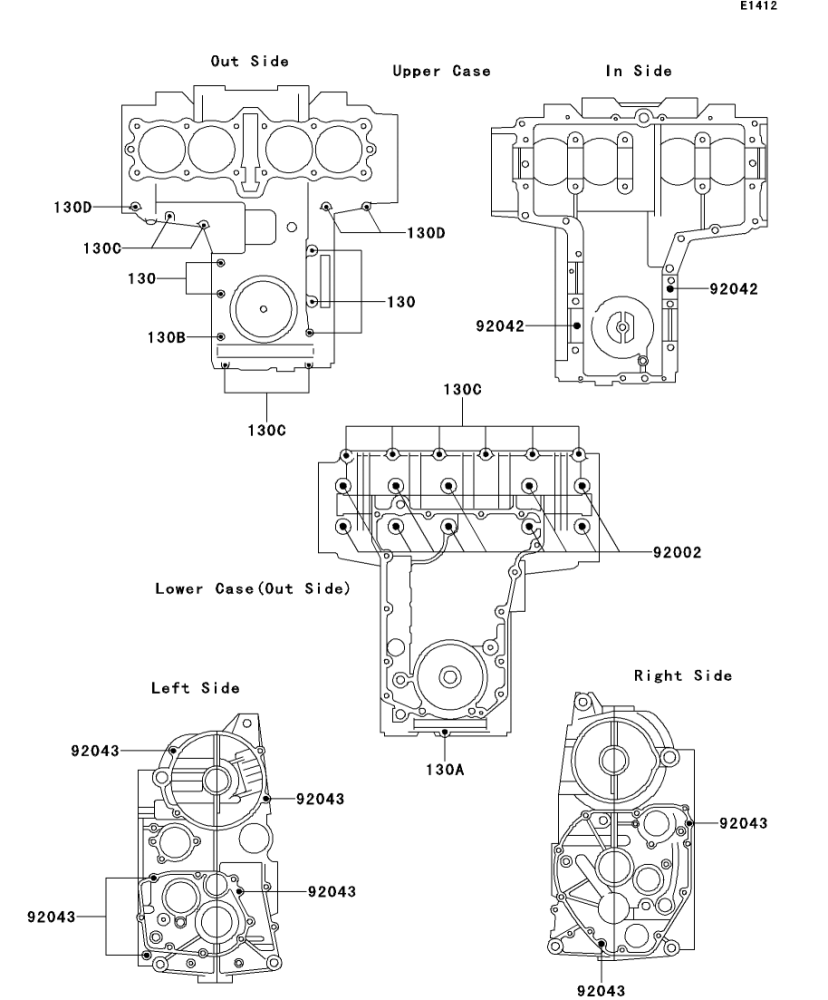 15] クランクケースボルトパターン ZEPHYR 750 1999(ZR750-C6) - Kawasaki純正部品