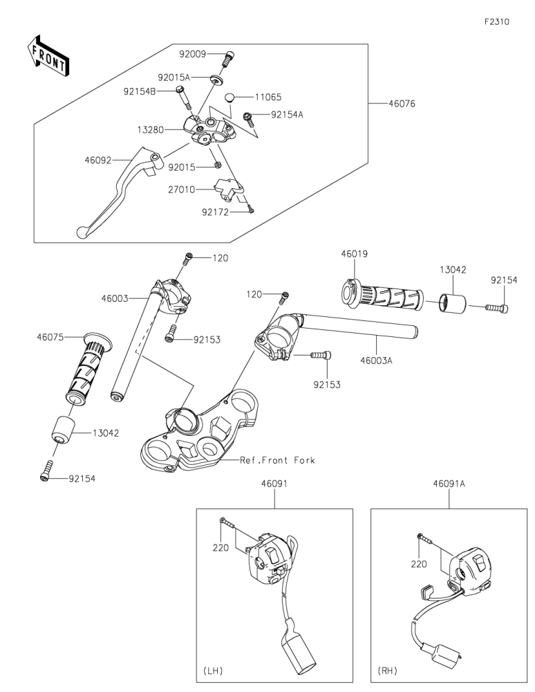 47] ハンドルバー Ninja 250 2020(EX250PLFA) - Kawasaki純正部品