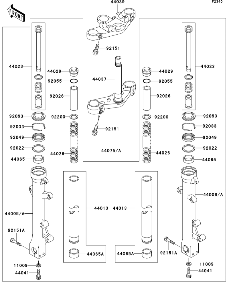 45] フロントフォーク ZRX 1998(ZR400-E4) - Kawasaki純正部品