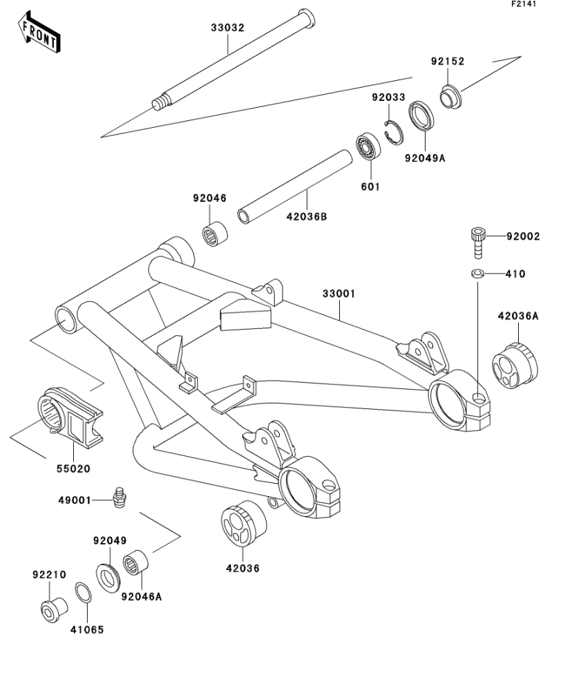 31] スイングアーム ZRX 2000(ZR400-E6) - Kawasaki純正部品