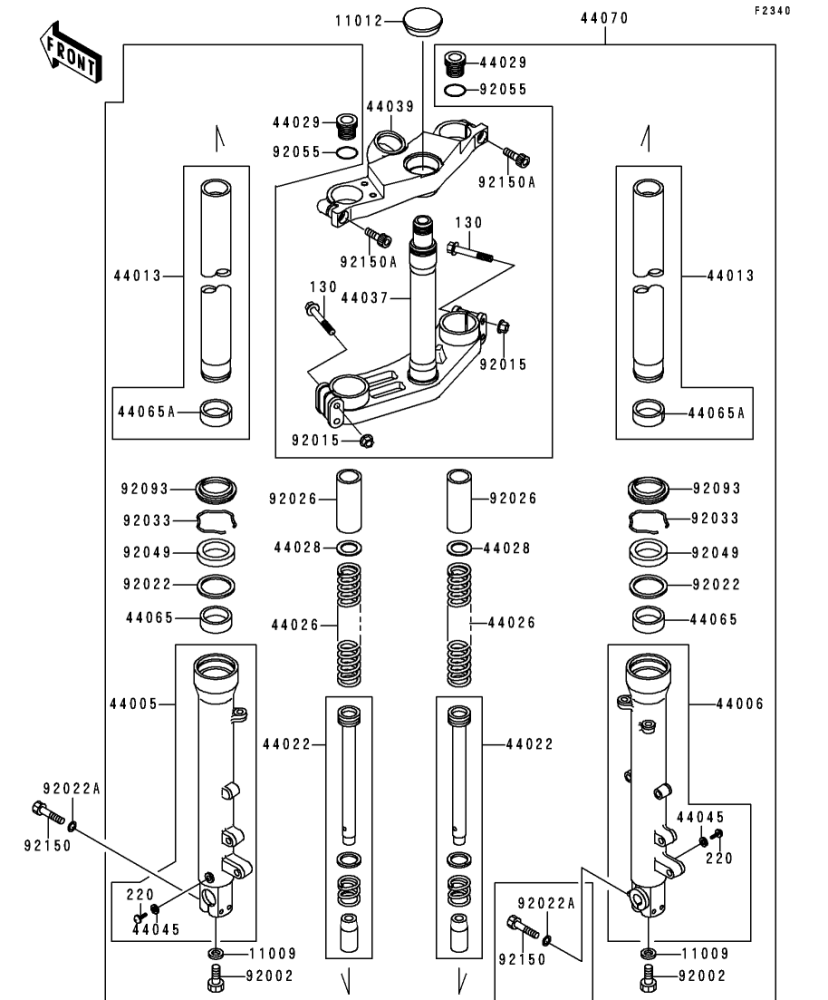 49] フロントフォーク(ZX900-A10/A11) GPZ900R 1993(ZX900-A10) - Kawasaki純正部品