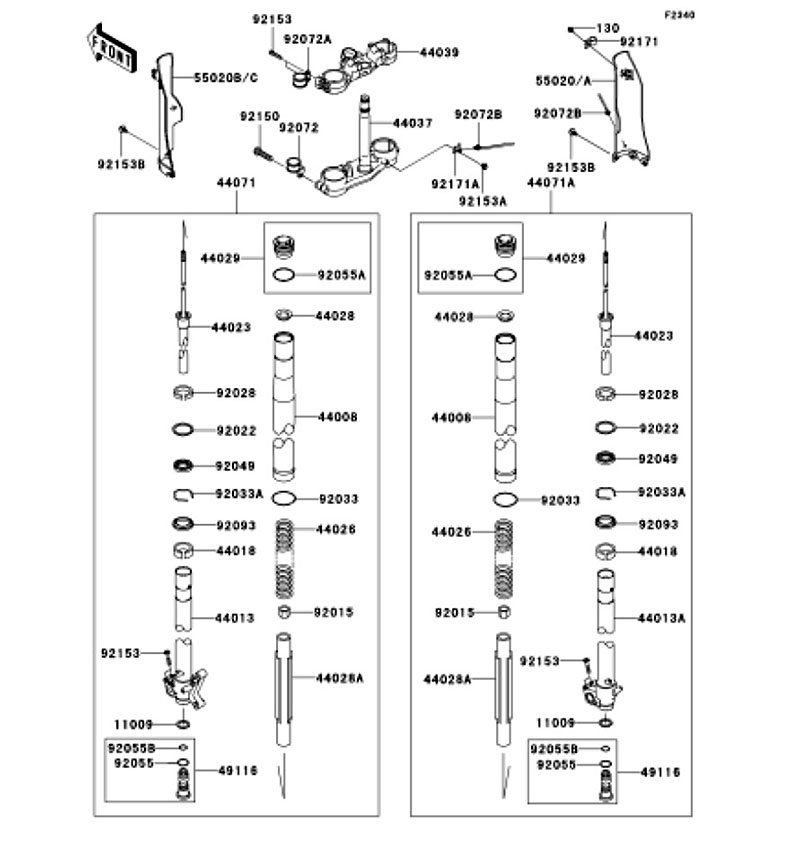 KLX250 2012(KLX250SCF) 純正フロントフォーク / KLX250 - Kawasaki純正部品