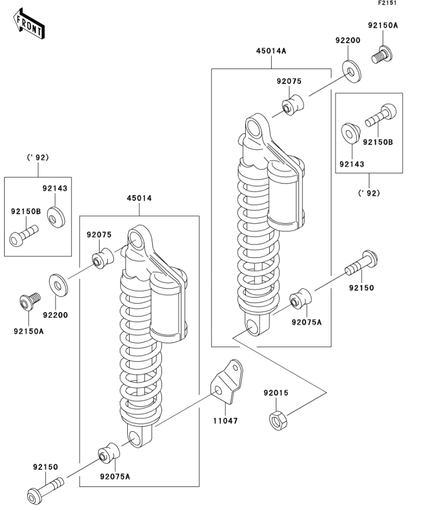 ZEPHYR 1100 1992(ZR1100-A1) 純正サスペンション/ショック ZEPHYR 1100 1992(ZR1100-A1) 純正サスペンション/ショック