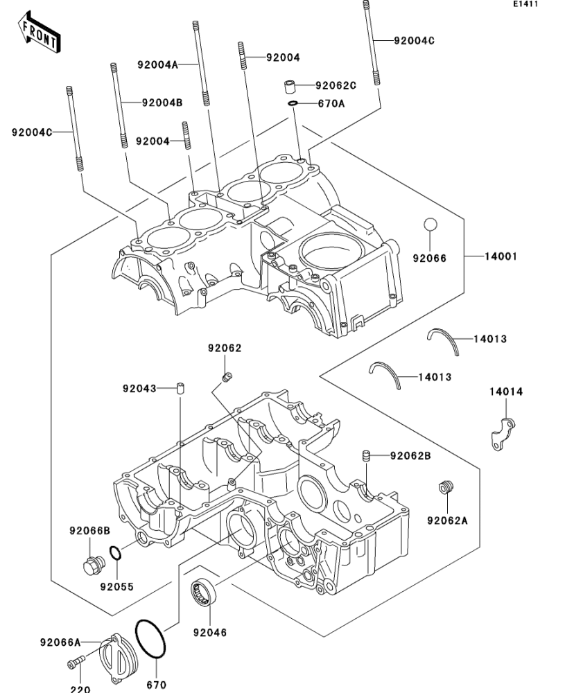 ZEPHYR(400) 1992(ZR400-C4) 純正クランクケース / ZEPHYR(400