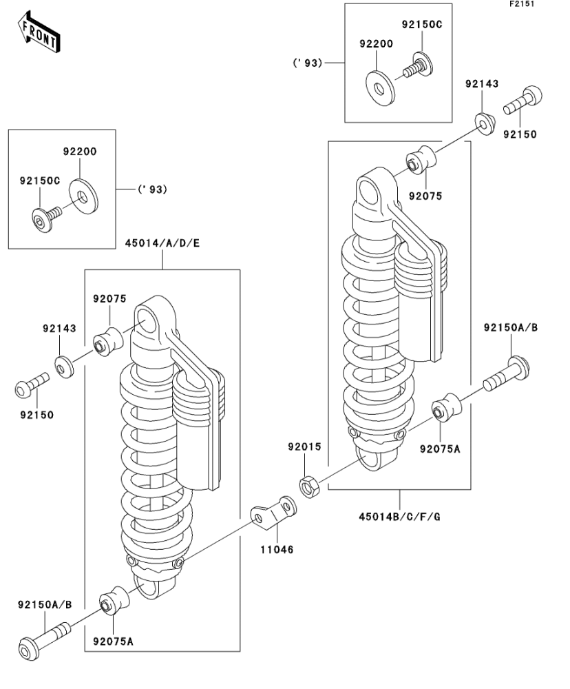 ZEPHYR(400) 1990(ZR400-C2) 純正サスペンション/ショック ZEPHYR(400) 1990(ZR400-C2) 純正サスペンション/ショック