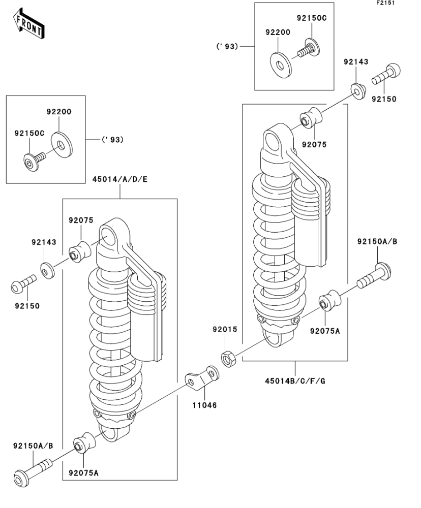 ZEPHYR(400) 1990(ZR400-C2) 純正サスペンション/ショックアブソーバ