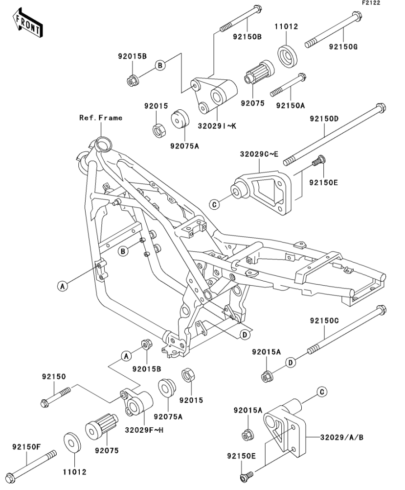 エンジンマウント ZEPHYR X 2008(ZR400G8F) - Kawasaki純正部品