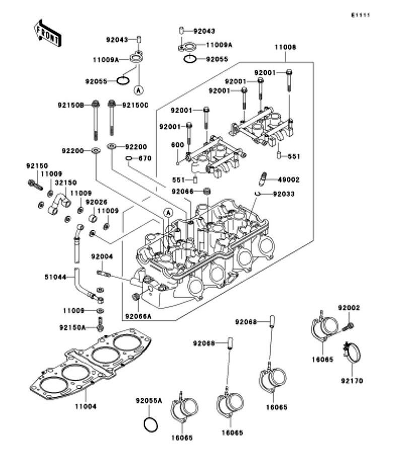 シリンダヘッド ZZR400 1996(ZX400-N4) - Kawasaki純正部品