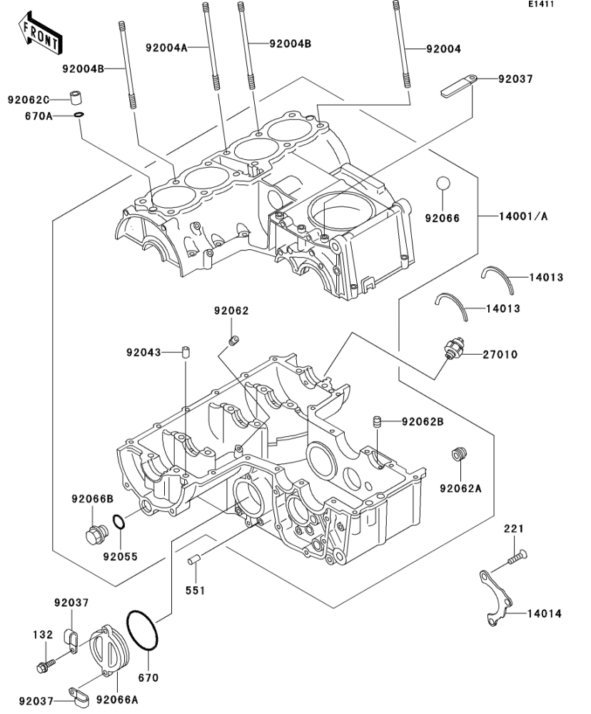 クランクケース ZEPHYR 750 1995(ZR750-C5) - Kawasaki純正部品