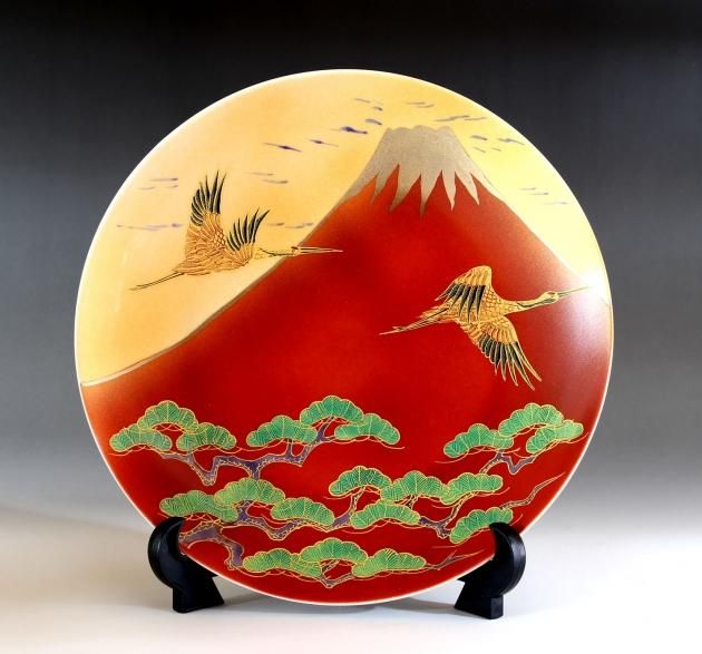 金彩富士山鶴絵飾り大皿｜有田焼 陶芸作家 藤井錦彩 作 - ilgimsal.av.tr