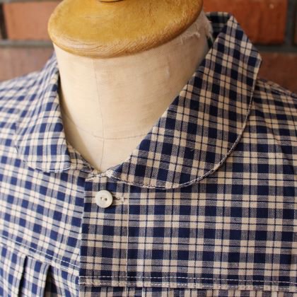 Lot 2166 INDIGO CHECK ROUND COLLAR JACKET - JUNKY CLASSICS | ジャンキークラシックス