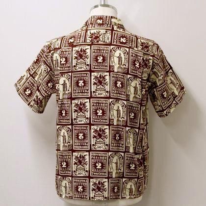 Hawaiian 工芸品 COTTON HERRINGBONE OPEN SHIRT “HAWAIIAN STAMP”（WINE）～2023