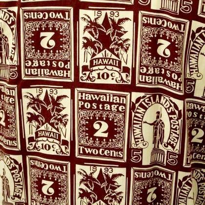 Hawaiian 工芸品 COTTON HERRINGBONE OPEN SHIRT “HAWAIIAN STAMP”（WINE）～2023