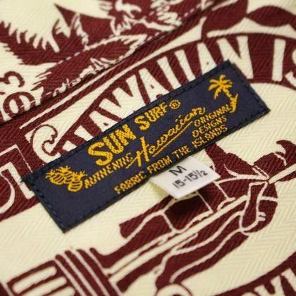 Hawaiian 工芸品 COTTON HERRINGBONE OPEN SHIRT “HAWAIIAN STAMP”（WINE）～2023