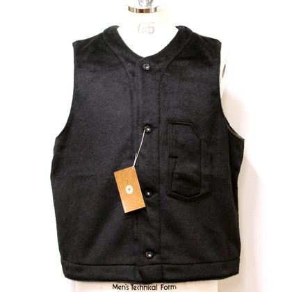 1501-AMB 1 pocket vest（alpaca mohair × poly taffeta / BLACK 