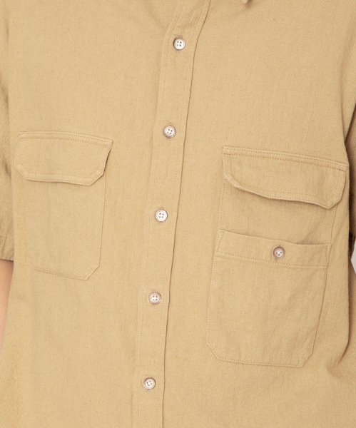 HOBO /ARTISAN S/S SHIRT LINEN COTTON TWILL HAND DYED(HB-S3701)