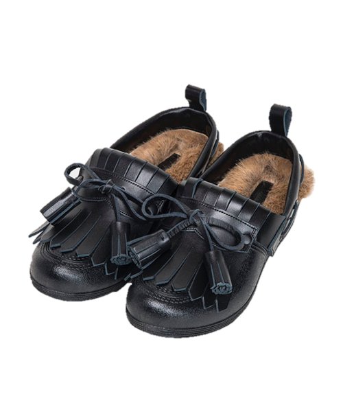 bench/ BENSAN-F QUILT LOAFER RIBBON TUSSEL DECK STRAP FUR INSOLE 
