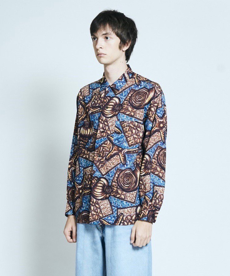 TOWNCRAFT / PRINTED LOOP COLLAR LS SHIRT