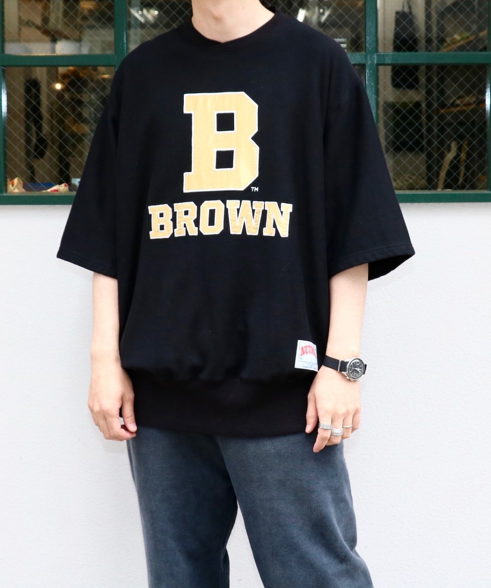 NUTMEG MILLS / 80S SS CREW COLLEGE SWEAT BROWN UNIVERSITY