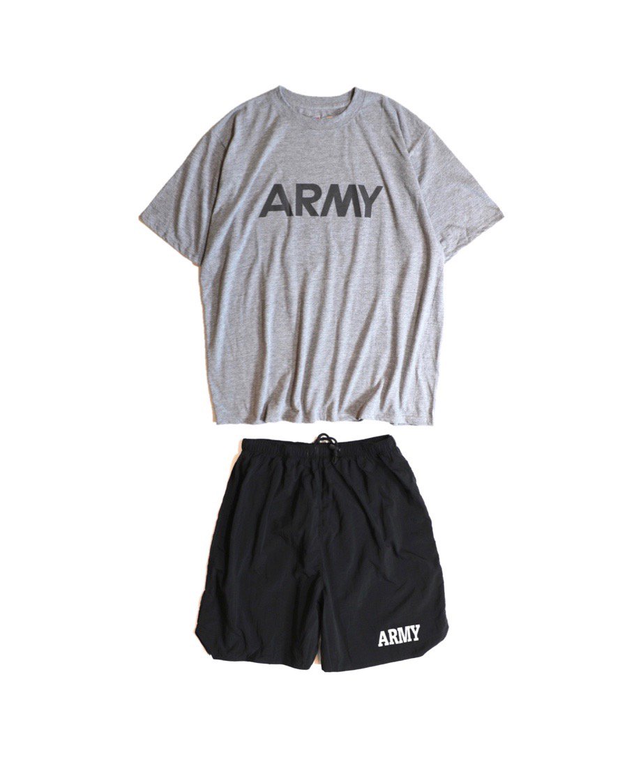 U.S MILITARY / U.S ARMY REFLECT SS TEE  ARMY TRAINING SHORTS DEADSTOCK SET UP
